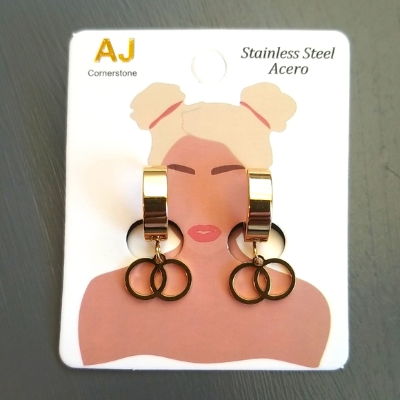 3 for $15 Stainless Steel Small Hoop Earrings - Picture 1 of 4